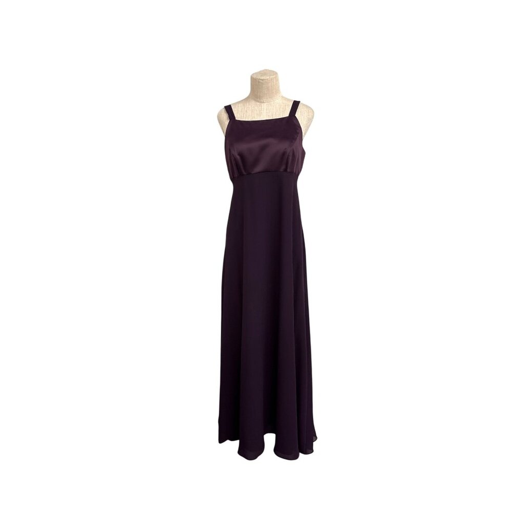 Vintage Night Way Collections Purple Formal Gown Size 10 Satin Sleeveless Empire